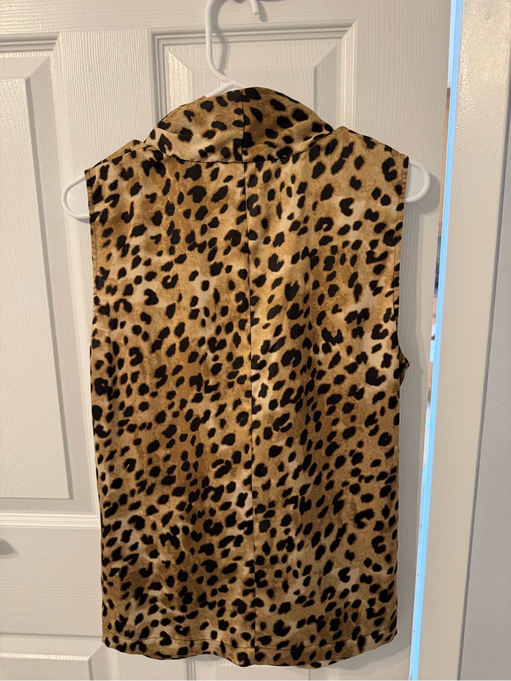 Calvin Klein Tan and Black Leopard-Print Sleeveless Drape Top - Picture 3 of 3